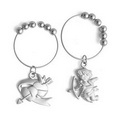 Wine Glass Charm Marker Pair - Double Heart & Love Angel